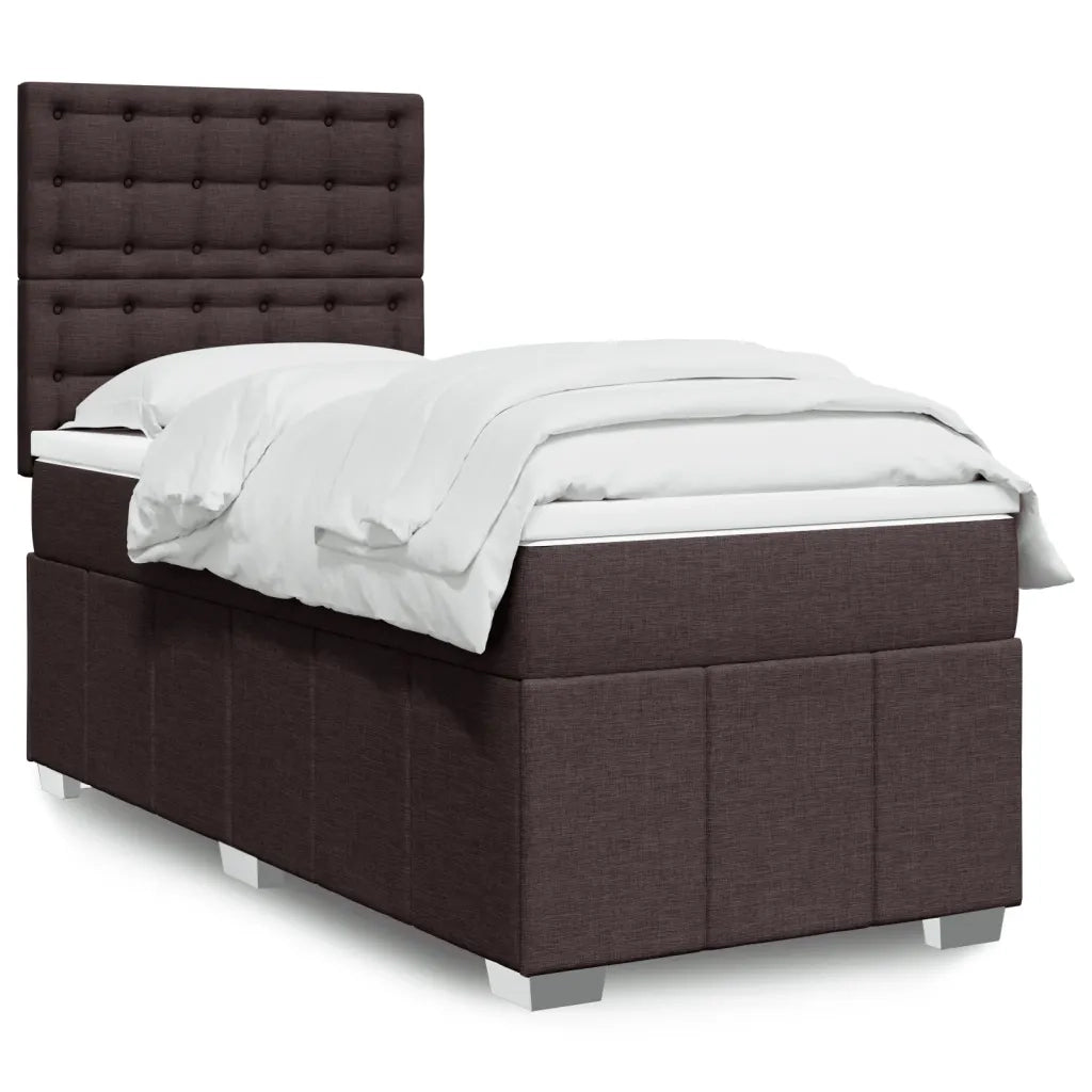 Giroletto a Molle con Materasso Marrone Scuro 100x200cm Tessuto 3293896
