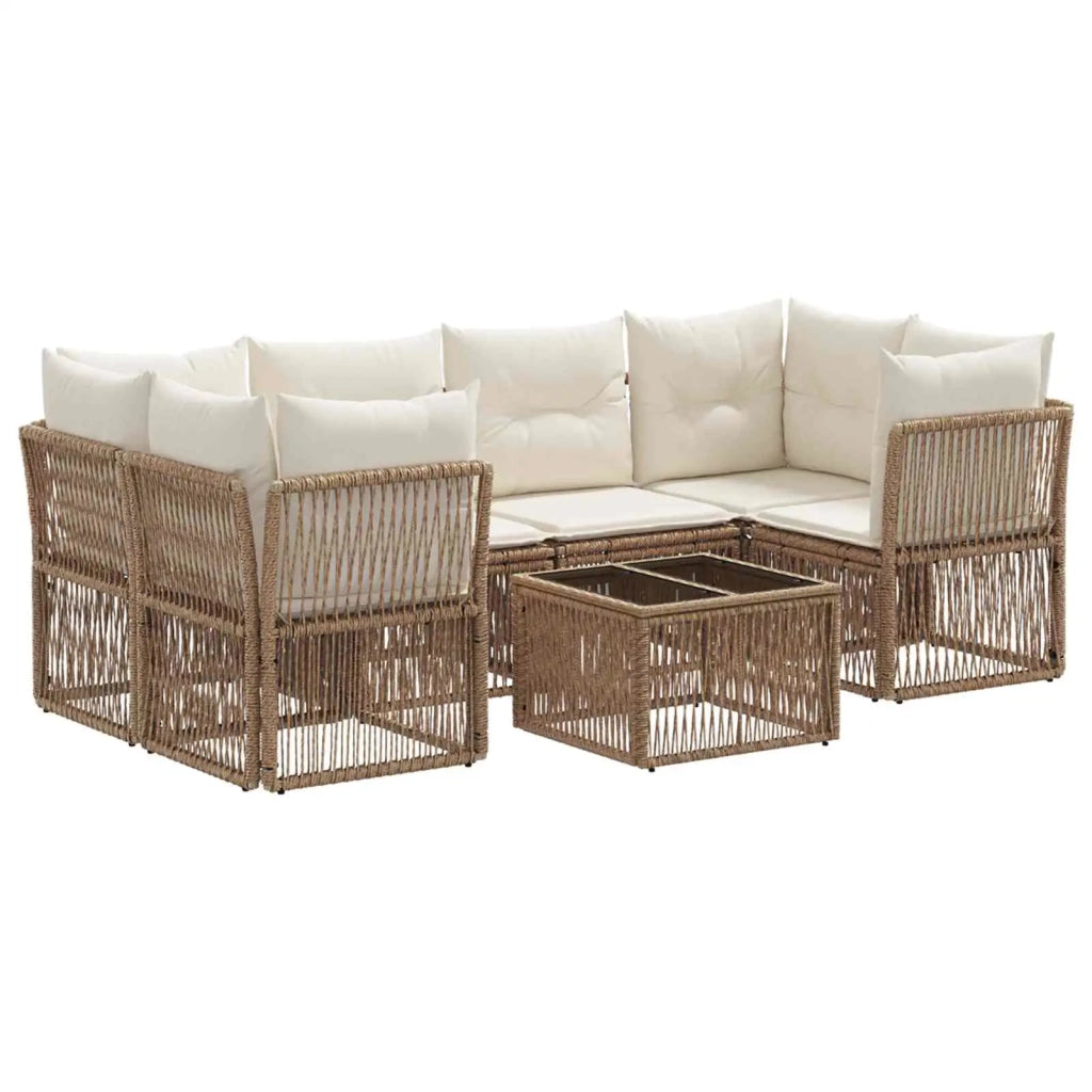 Set Divano da Giardino 7 pz Beige polyrattan 3434139