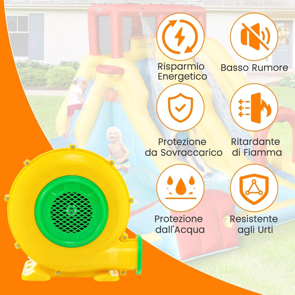 Ventilatore di Aria del Castello Gonfiabile, Soffiatore per Giochi Gonfiabili con Cavo di Alimentazione, per Castello Gonfiabile, Scivolo Acquatico e Giochi Gonfiabili (550W)