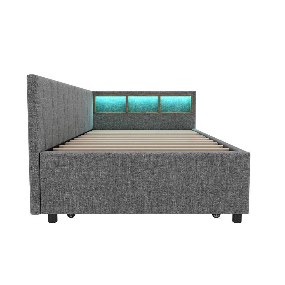 Daybed - Xylo - 90x200 cm LED USB contenitore grigio