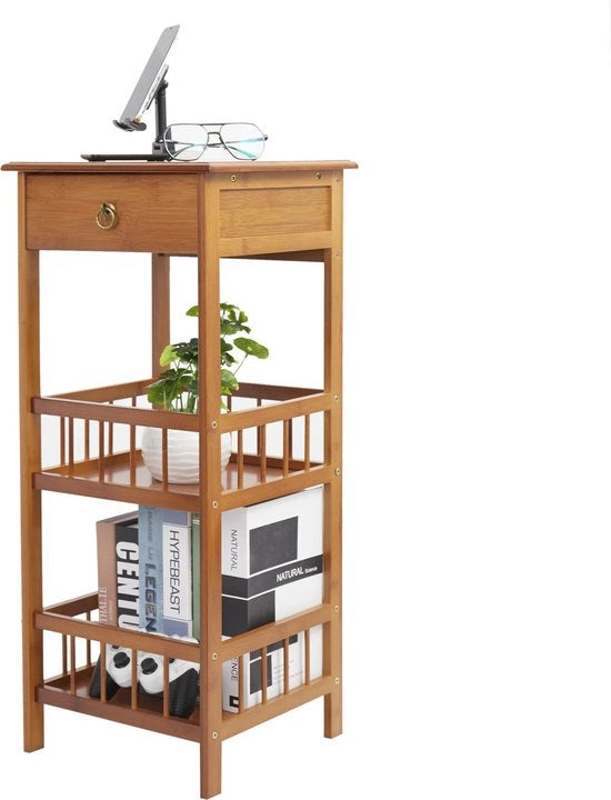 Tavolo da notte - tavolo da caffè - comodino - mobile multifunzionale per la casa - 3 livelli - in bambù