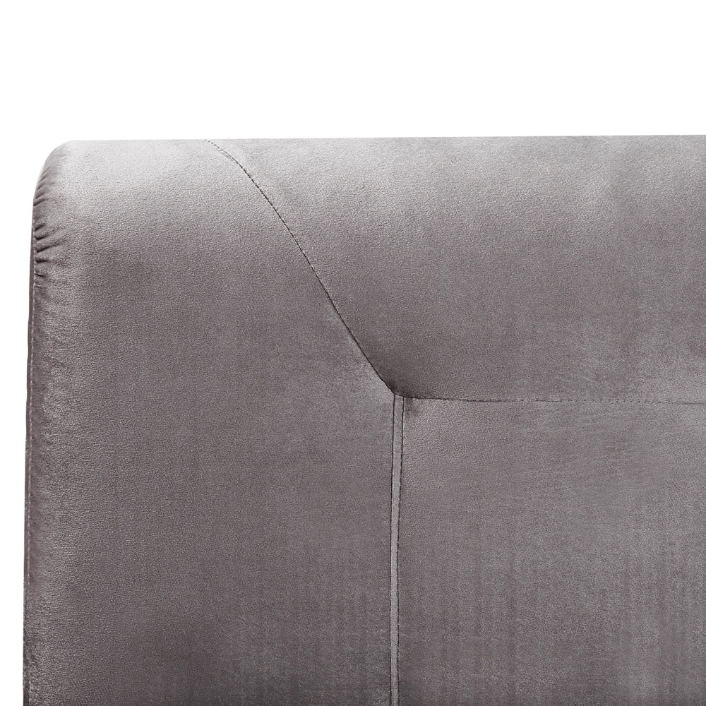 Letto in velluto grigio tappezzeria 160 x 200 cm Continental con materasso a molle