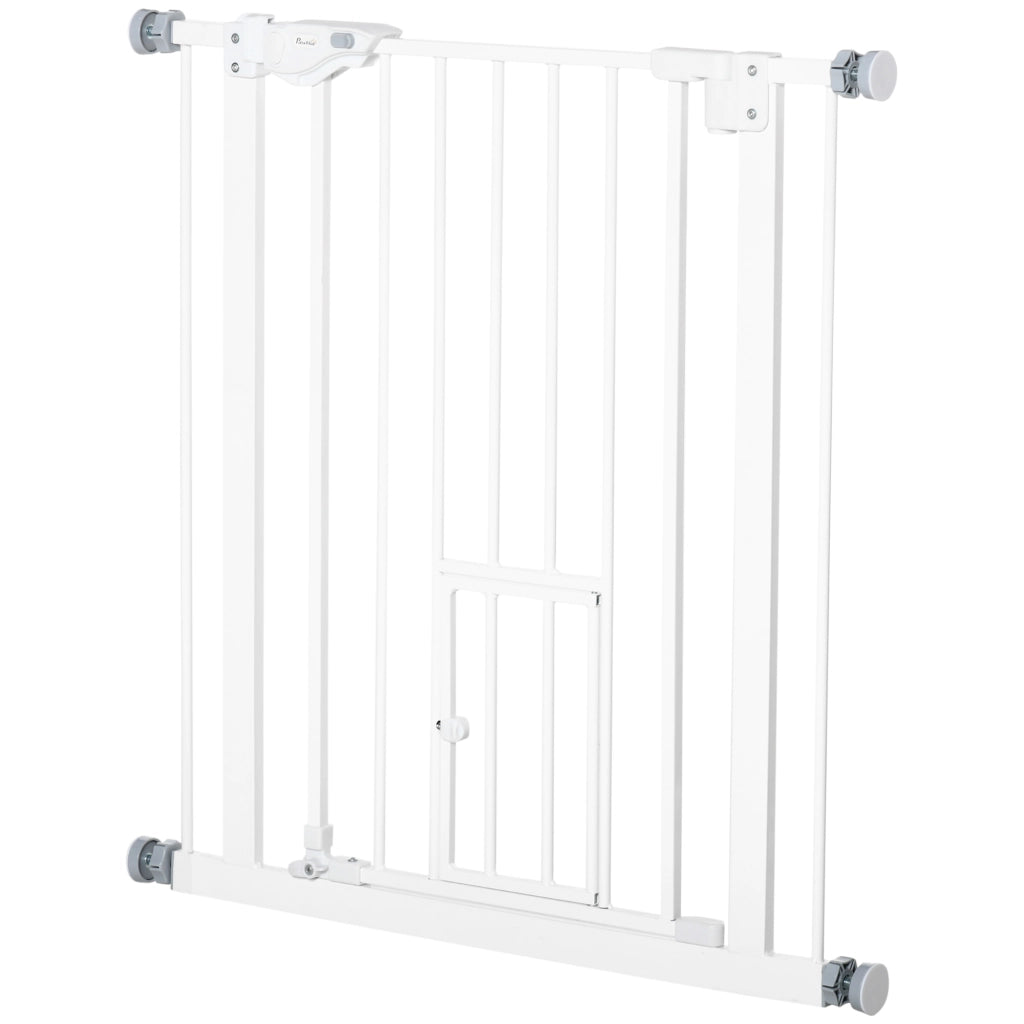 Barriera Sicurezza Estensibile con Porta e Chiusura Automatica ¨C Minimal ¨C Bianco 74-80x76,2 cm