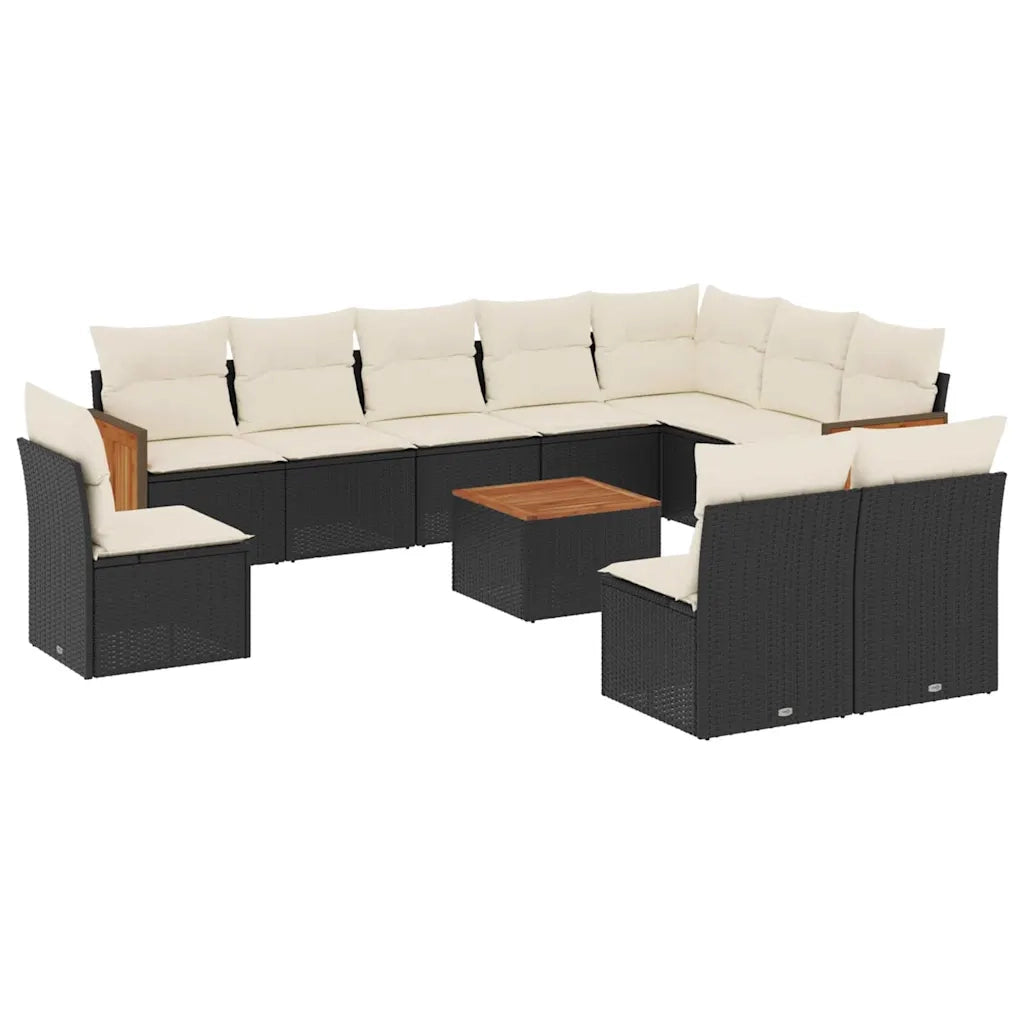 Set Divani da Giardino 11 pz con Cuscini in Polyrattan Nero 3260159