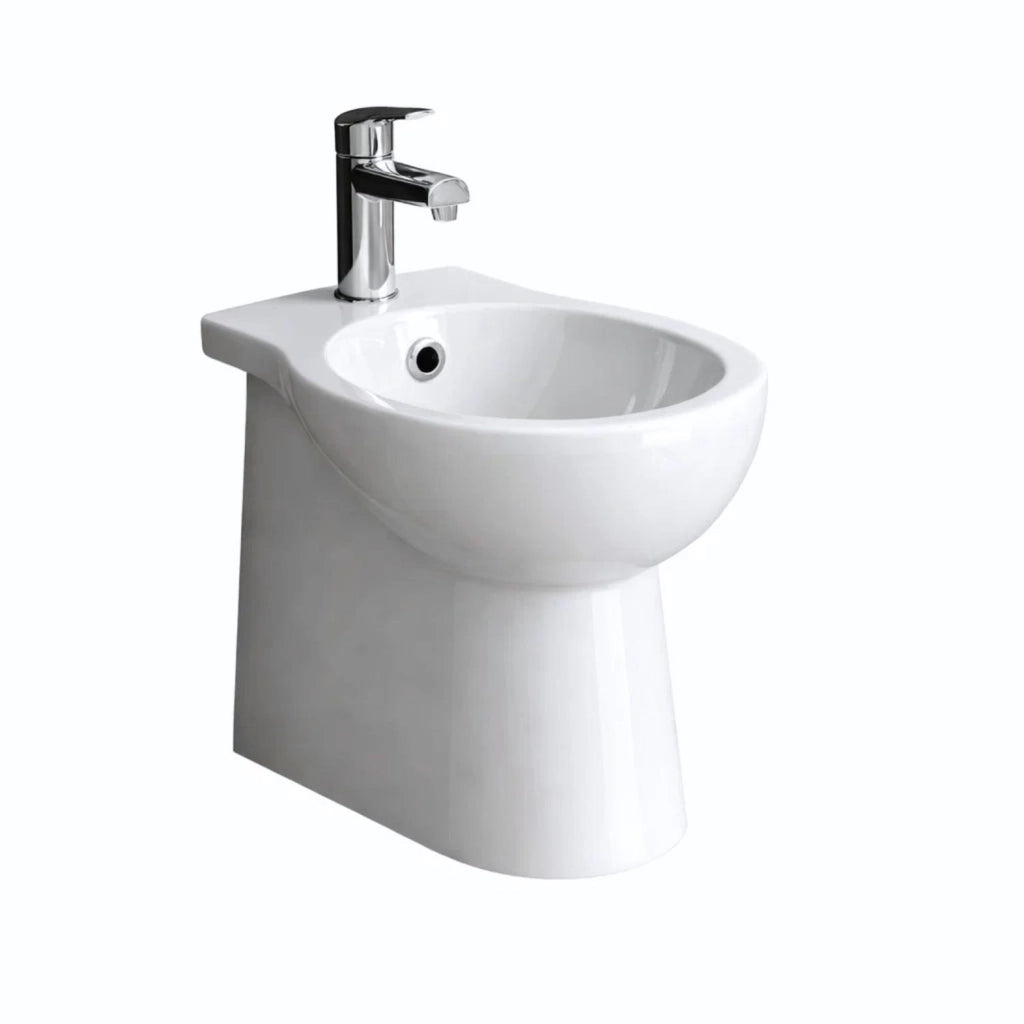 Bidet dark ceramica bianco lucido a pavimento elegante e moderno forma tondeggiante *** finitura- bianco, confezione 1