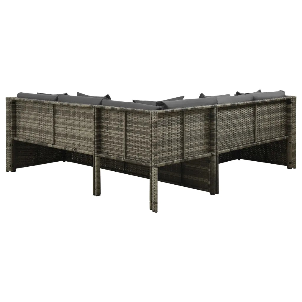Set Divani da Giardino 4 pz con Cuscini in Polyrattan Grigio 313131