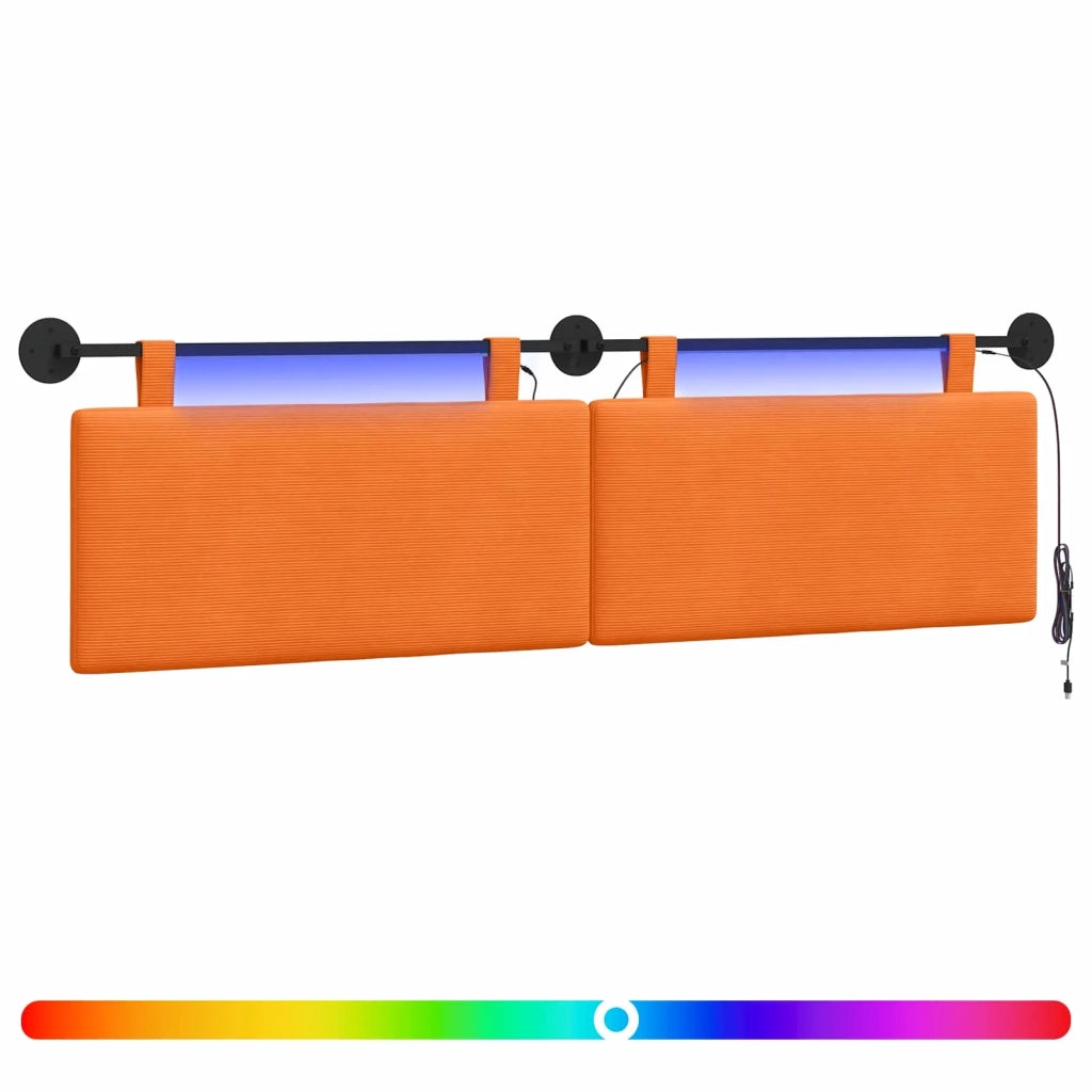 Testiera sospesa Con luce LED Arancione Tessuto in Cords 3424333