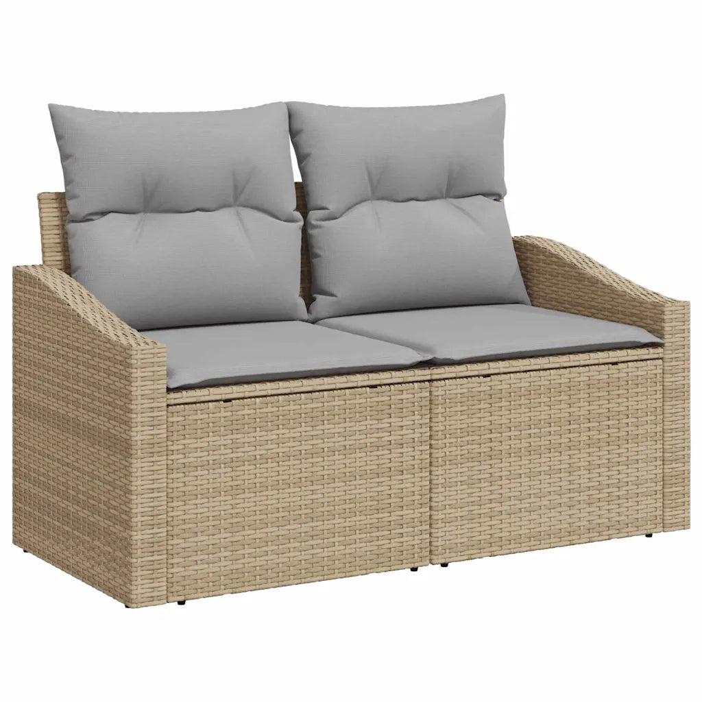 Set Divano da Giardino con cuscino 10 pcs Beige polyrattan