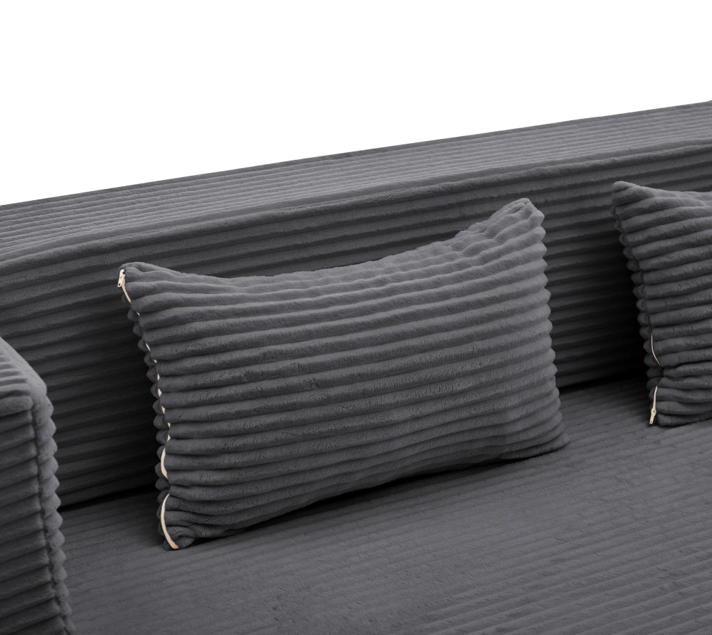 DIVANO LETTO 2 IN 1 In corduroy Grigio con 2 cuscini