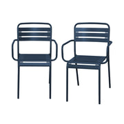 set 2 sedie da giardino bistrot in acciaio, blu navy