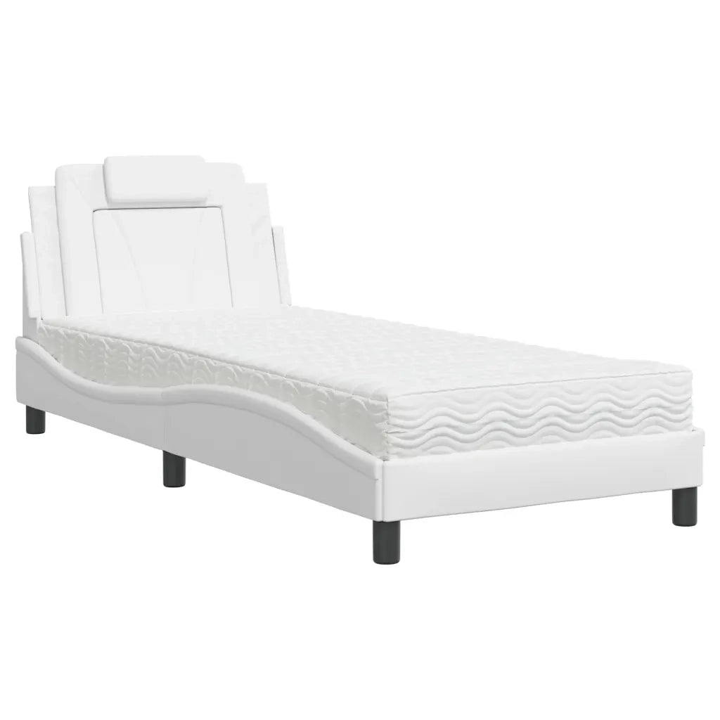 Letto Viana con Materasso Bianco 80x200 cm in Similpelle