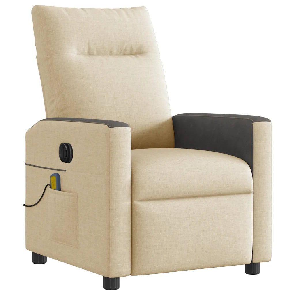 Poltrona Reclinabile Massaggiante Elettrica Crema in Tessuto 3324049