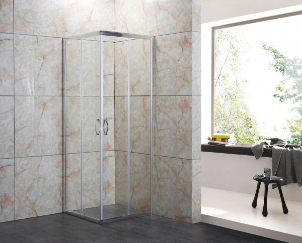 Box Doccia Cristallo 4 MM Trasparente o Opaco  2 lati Apertura Angolare Scorrevole - Misura: 90 x 90 x 185h (Opaco) 