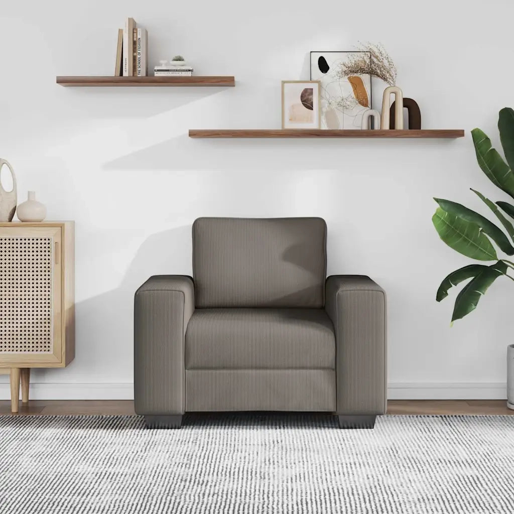 Divano Sedia-Poltrona-Sofa Relax Grigio Chiaro 60 cm Tessuto di Velluto a Coste