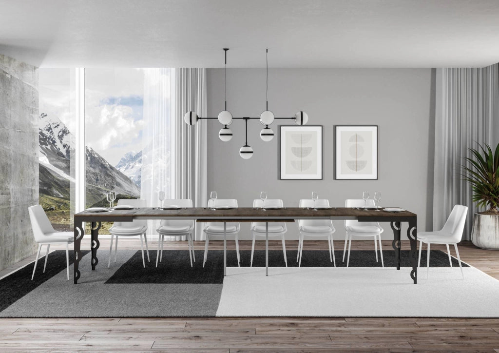 Tavolo allungabile 90x120/380 cm Karayan Evolution Noce telaio Antracite