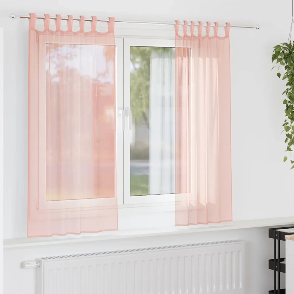 Tende in Voile con Tasche per Aste 2 pz Rosa 4102196