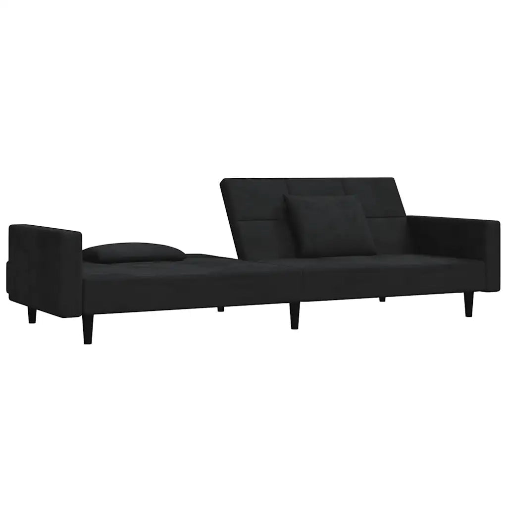 Divano letto | Sof¨¤ letto | Letto singolo a 2 Posti con 2 Cuscini Nero in Velluto