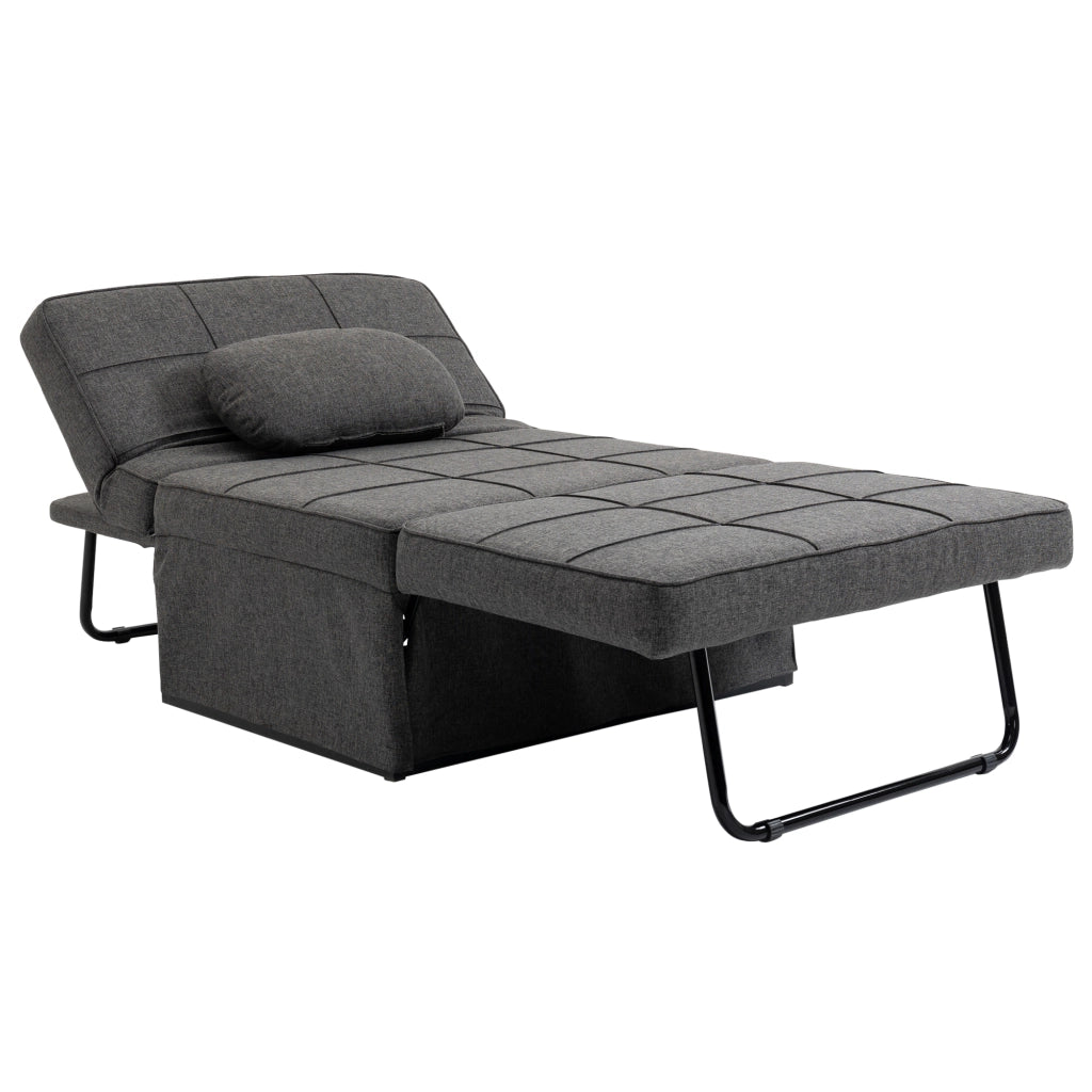 Poltrona letto 4 in 1 con schienale regolabile ¨C Xylo ¨C Tessuto grigio effetto lino 95x179x78 cm