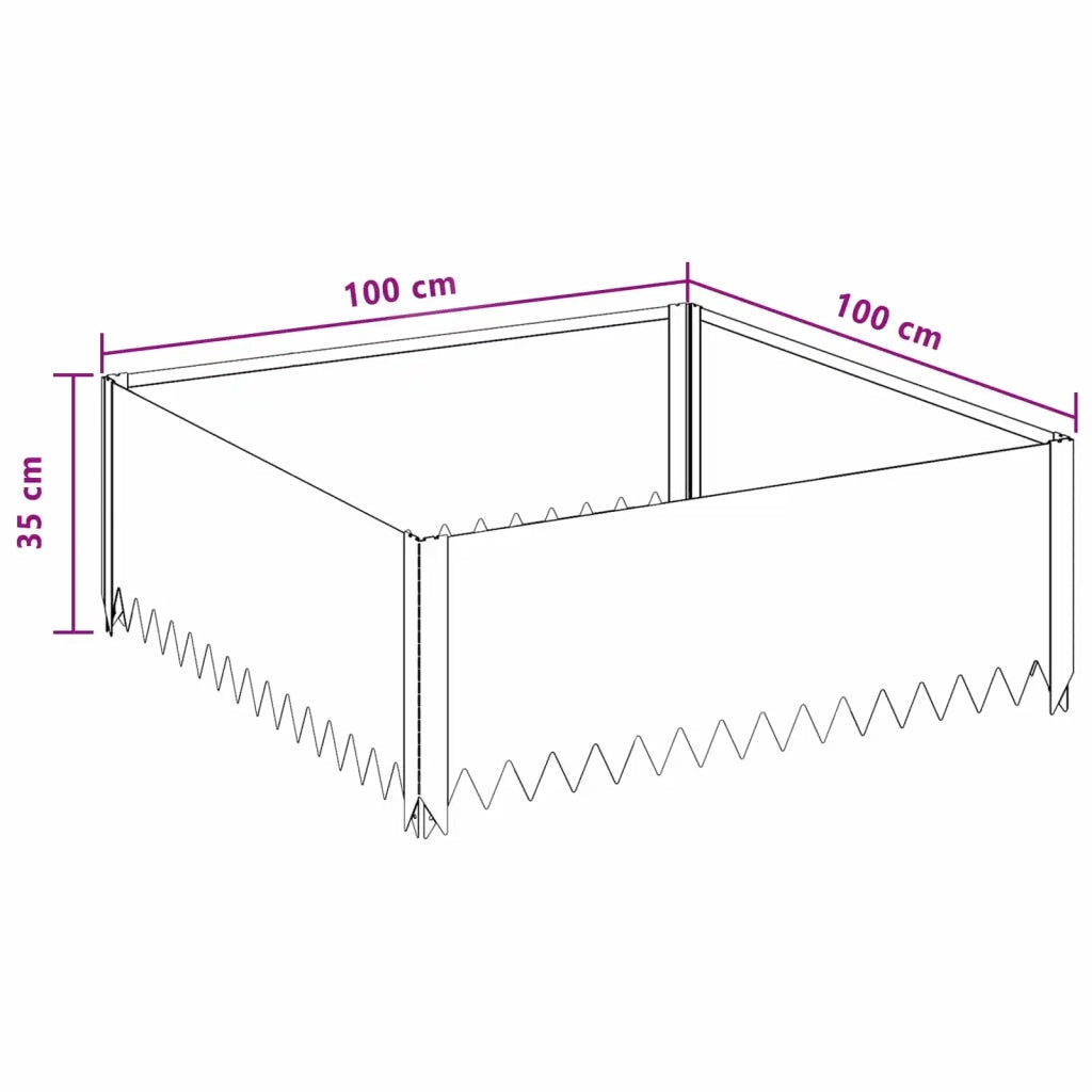 Bordura per Prato 100 x 100 x 35 cm Acciaio Bianco 8008975
