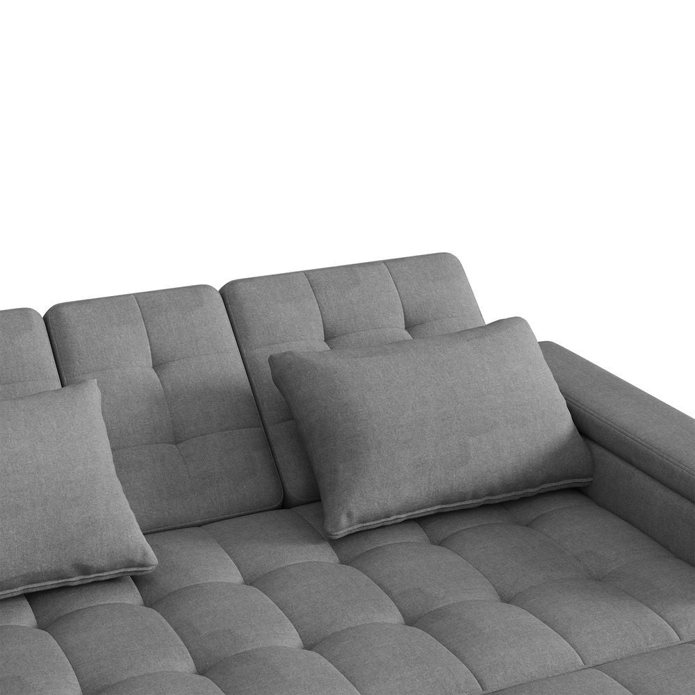 Divano letto 2 posti - Xylo - Schienale regolabile, con ripostiglio, grigio