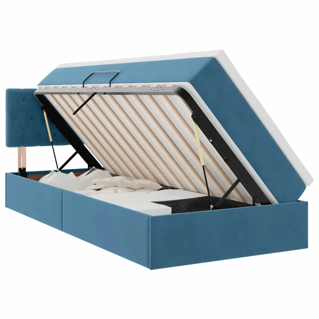 Letto con contenitore e LED Blu Scuro 100 x 200 cm Velluto 3371437