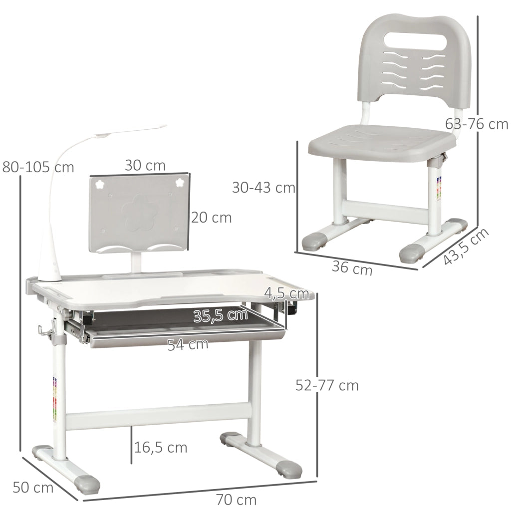 Scrivania per Bambini con Sedia ¨C zephmum ¨C Grigio