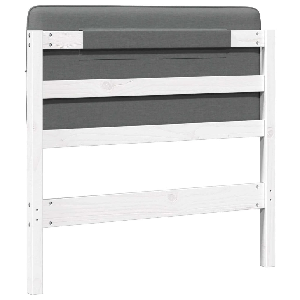 Testiera | Testata imbottita Bianco e grigio chiaro 80 cm Pino massello