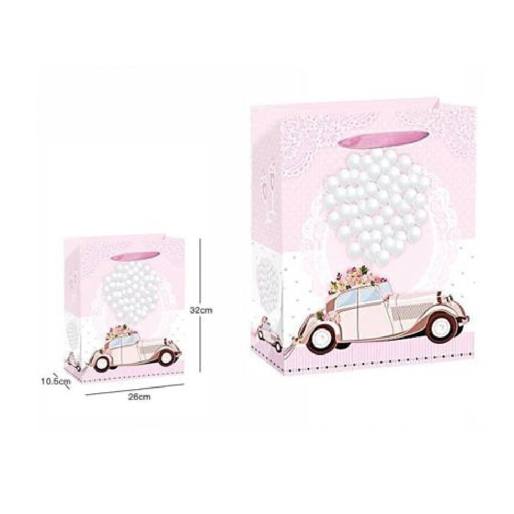 Trade Shop - 3 Buste Busta Regalo Sacchetto 26x32x10.5cm Matrimoni Nozze 63977 Varie Fantasie -