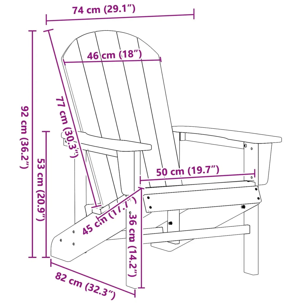 Sedia Adirondack Nero 82 x 74 x 92 cm HDPE 42006623