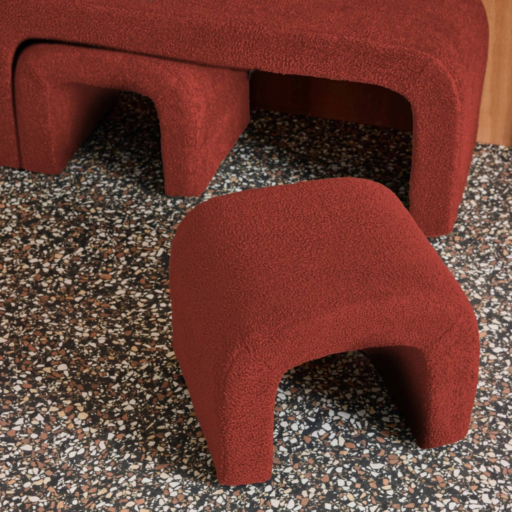 Panca e sgabelli impilabili bouclé, terracotta