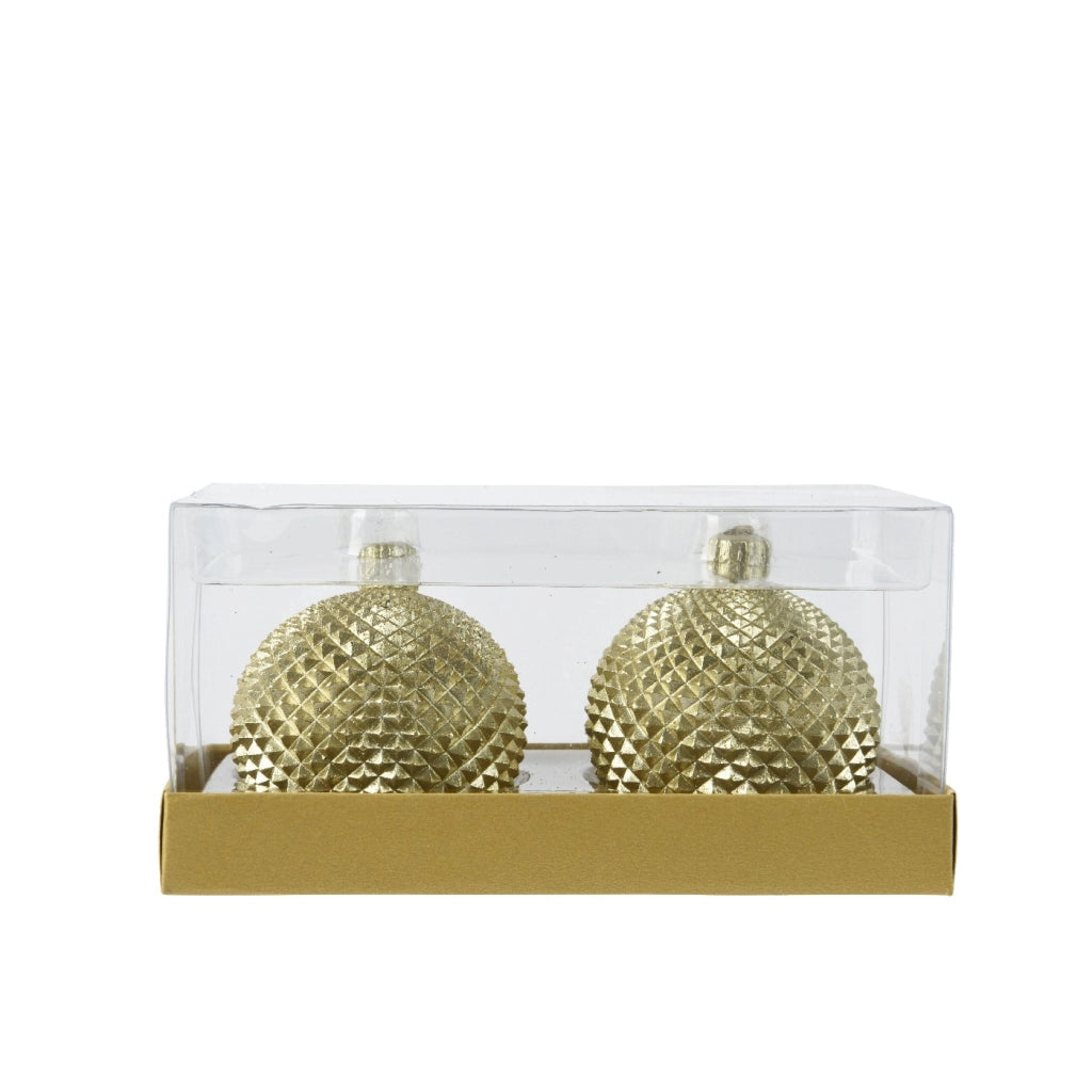 Box 2 Candele Sfera oro d6cm H6,5cm