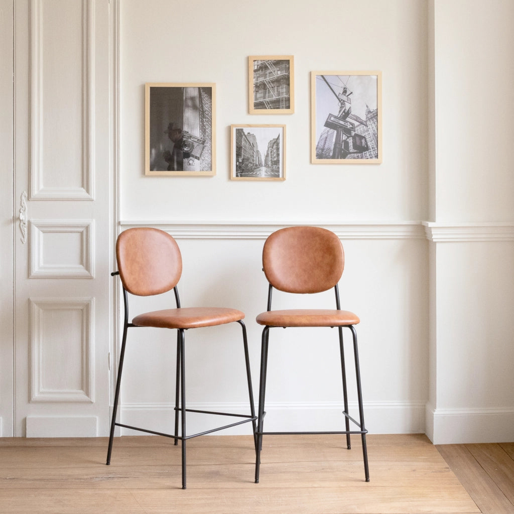 Set di 2 sgabelli da bar EDMOND imitazione cognac