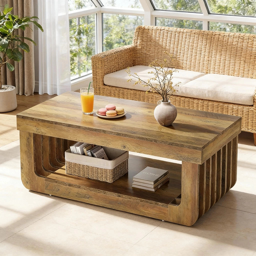 TAVOLINO DA CAFFÈ 120x60x45 cm in MDF Marrone, stile rustico