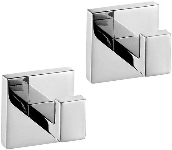 Hanger per asciugamani 2 pezzi - Acciaio inox - Montaggio a parete - Finestra di cromatura - Accessori da bagno - Costruzione duratura - Hanger per vestiti