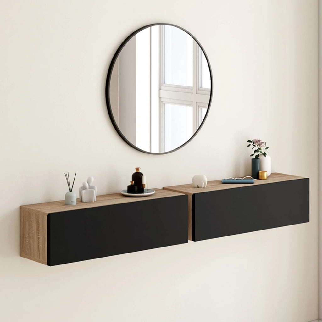 IDMarket - Set di 2 scaffali a muro ELYOS a 1 anta in legno e nero