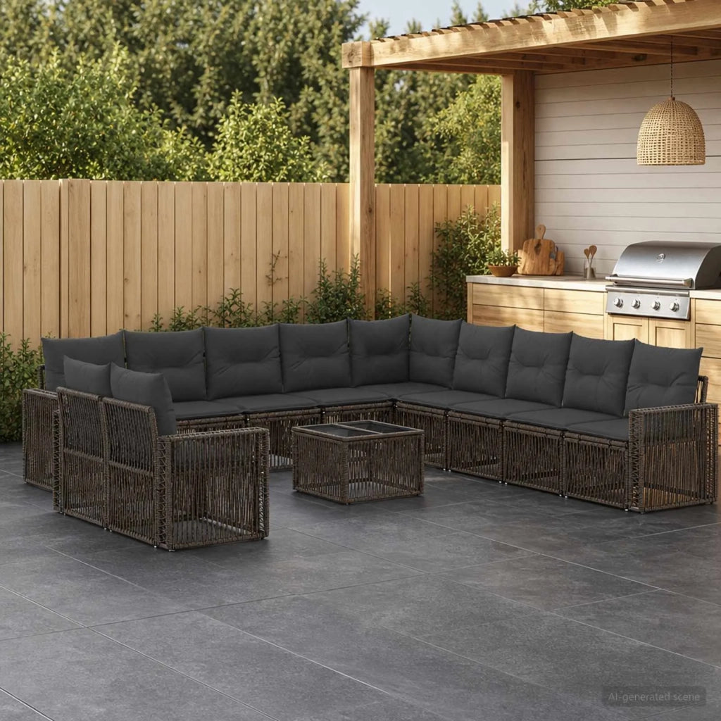 Set Divano da Giardino 12 pz Grigio e Grigio Scuro polyrattan 3435179