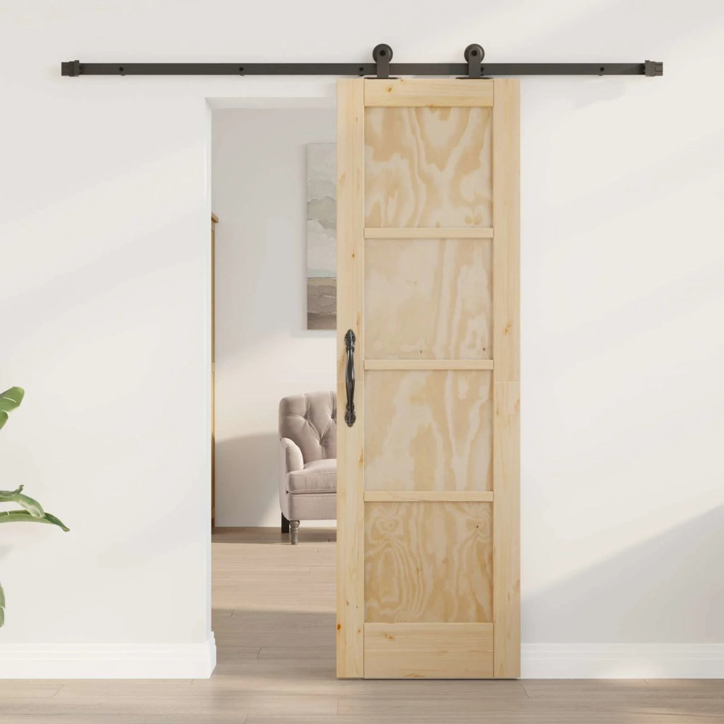 Porta scorrevole Naturale e Nero 61 x 198,5 cm 3445458