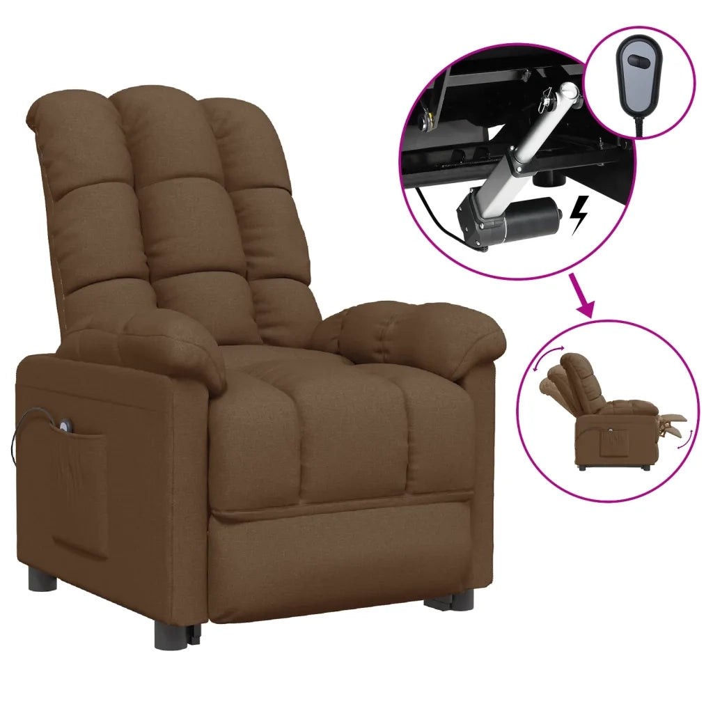 Poltrona Elettrica Reclinabile Marrone in Tessuto 3073752