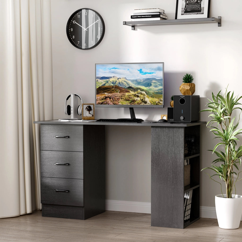 Scrivania computer con cassetti e ripiani ¨C Xylo ¨C 120x50 cm nero salvaspazio