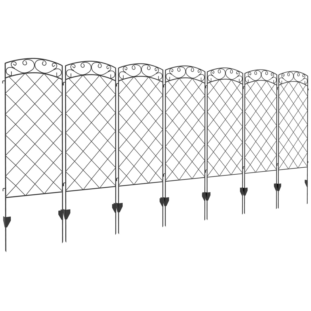 Recinzione Giardino Decorativa ¨C Minimal ¨C 7 Pezzi Metallo Nero 344x110 cm