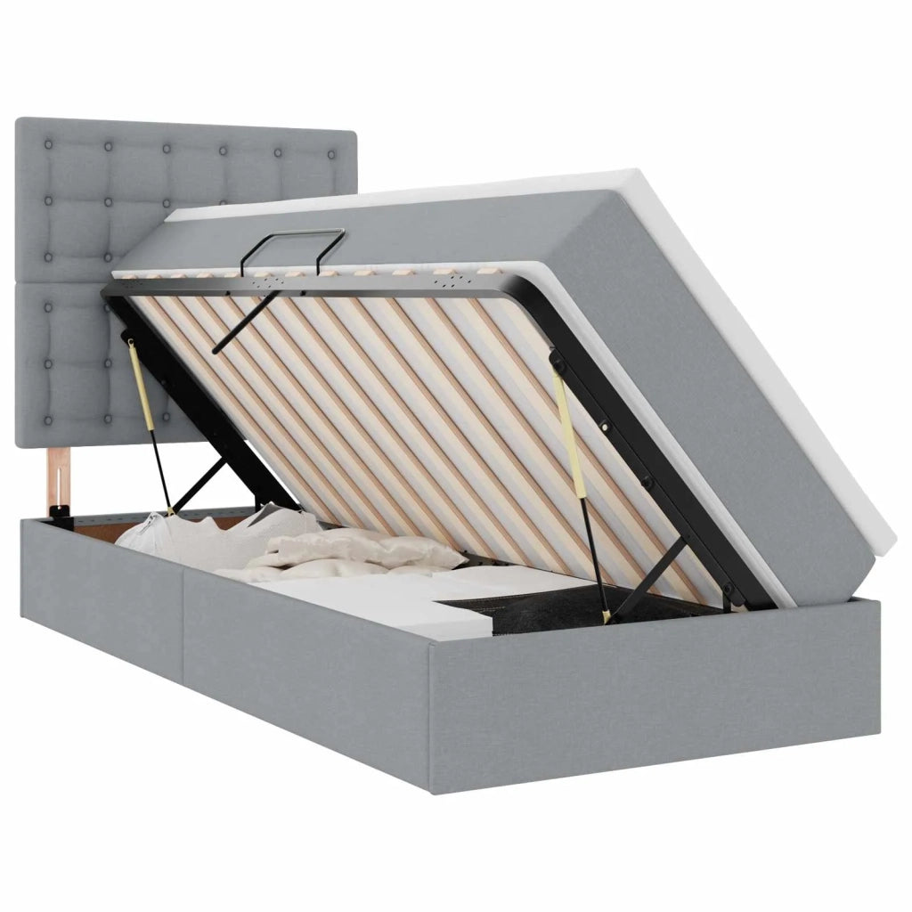 Letto con contenitore e LED con led Grigio chiaro 90 x 200 cm