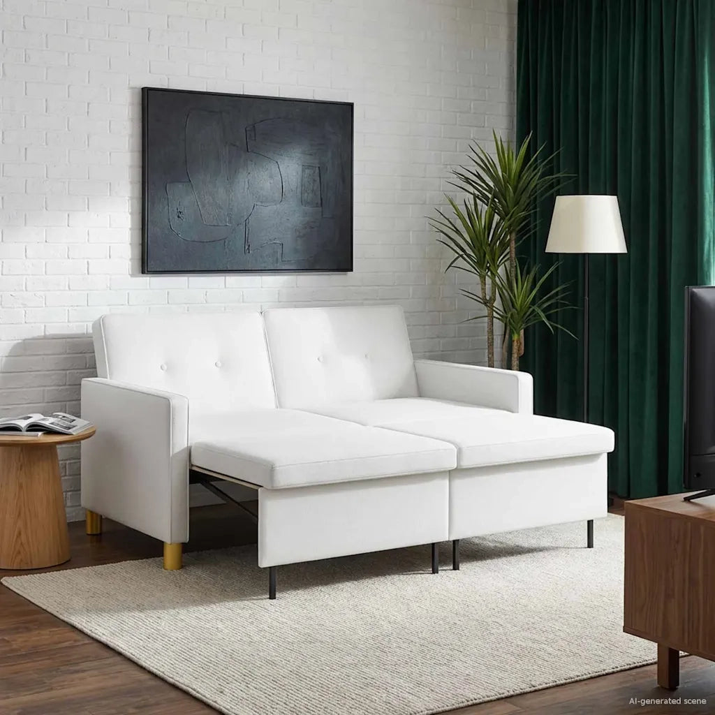 Divano Letto Estraibile Bianco Tessuto 42033349