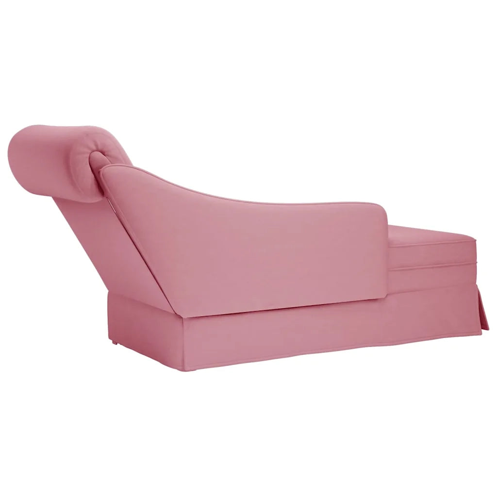 Sdraio con Capezzale e Bracciolo Destro in Velluto Rosa 4009785