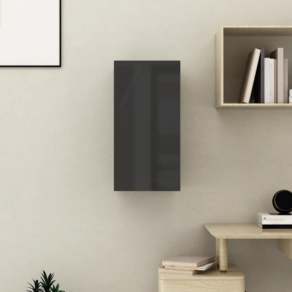 Mobile Porta TV Nero Lucido 30,5x30x60 cm Legno Multistrato