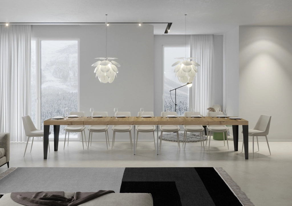 Tavolo allungabile 90x160/420 cm Flaris Premium quercia natura telaio Antracite