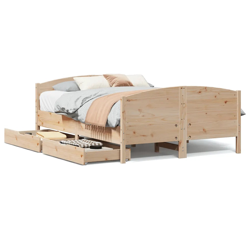 Letto senza Materasso-Struttura Letto 120x190 cm in Legno Massello di Pino 676223
