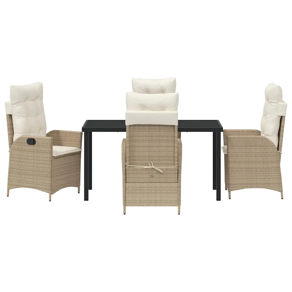 Set da Pranzo per Giardino con cuscino 5 pcs Beige polyrattan 3380507