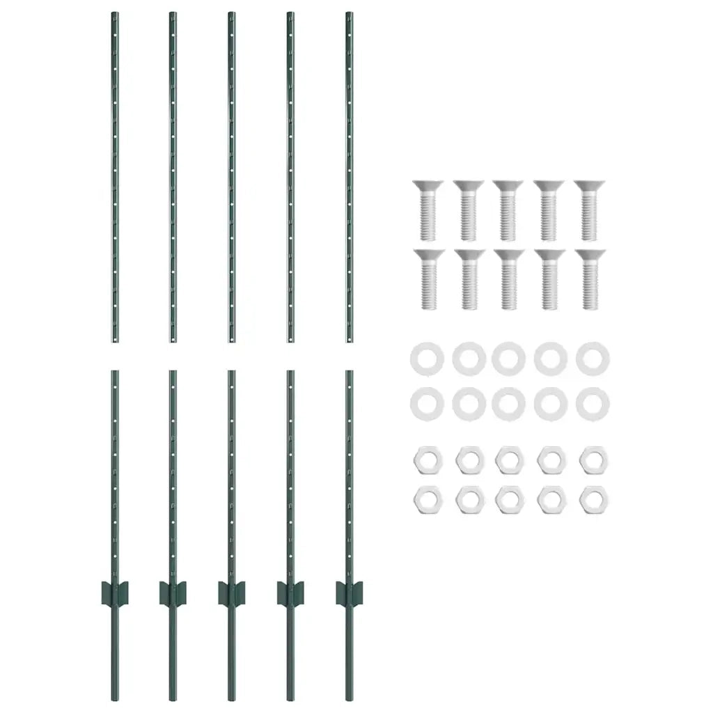 Palo della recinzione 5 pcs Verde 140 cm Acciaio 42006268