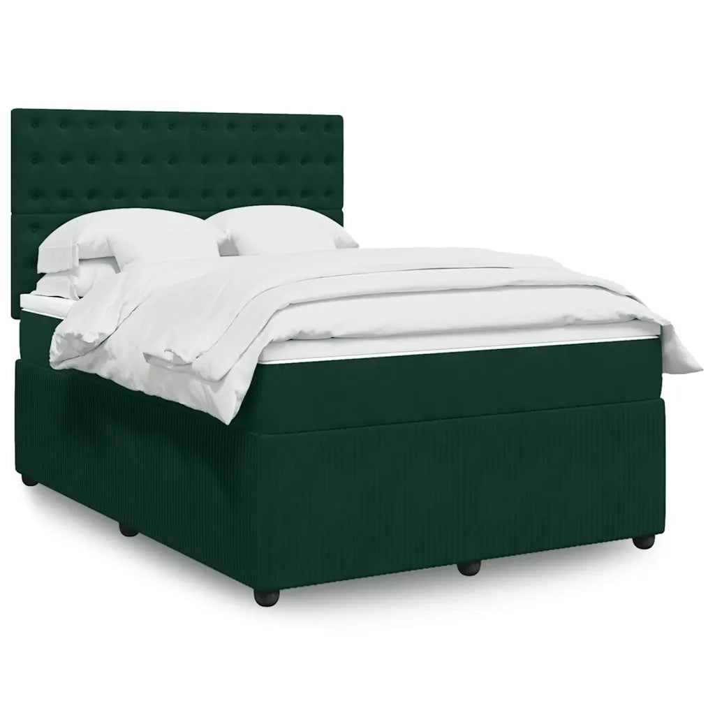 Giroletto a Molle con Materasso Verde Scuro 160x200 cm Velluto 3294697