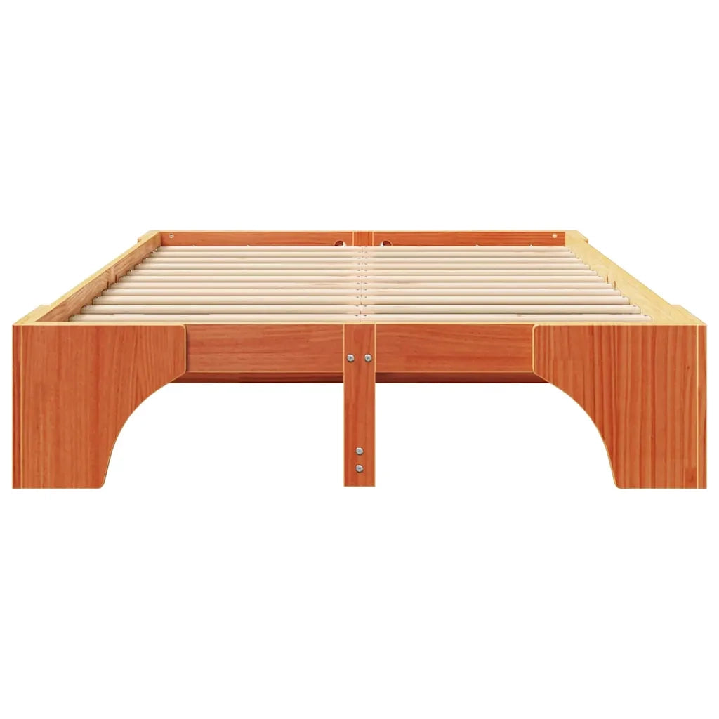 Letto matrimoniale | Letto per adulti | Struttura del letto Marrone cerato 140 x 190 cm Pino massello